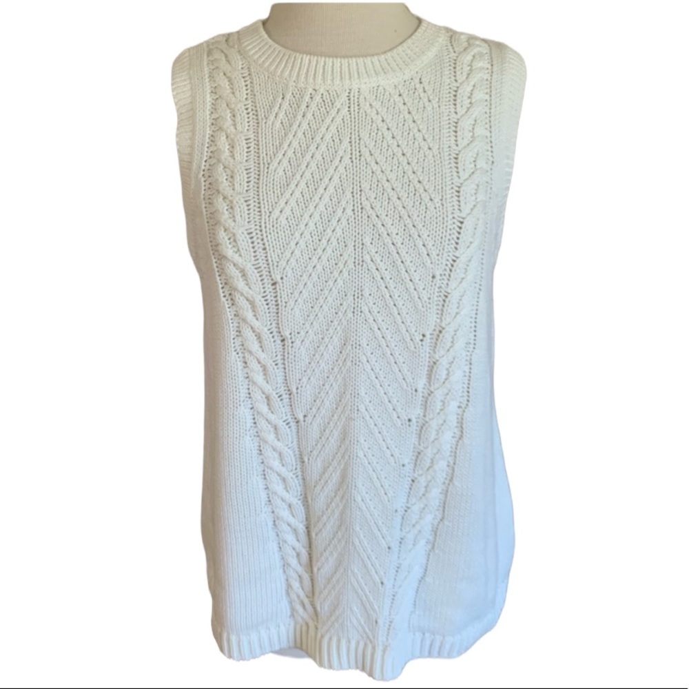 CHELSEA & THEODORE Large off white Ivory Knit Sweater Vest